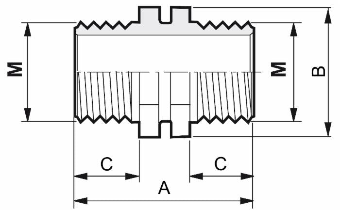 Nipplo passaparete simmetrico G1"1/2
