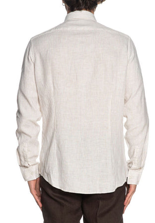 calvin klein CAMICIA LINEN STRIPE SLIM SHIRT da uomo