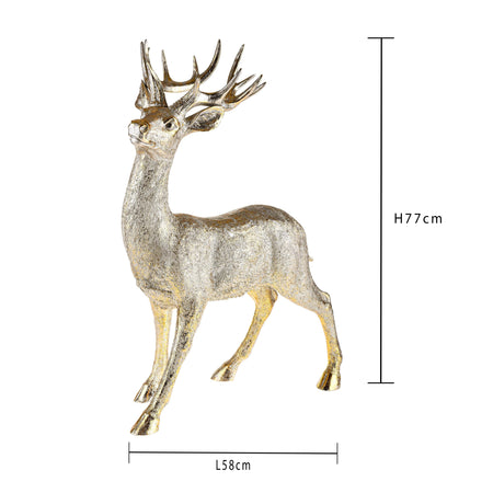 Renna in resina Oro pupazzo natalizio decorazione per interno ed esterno in piedi