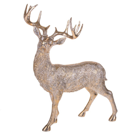 Renna in resina Oro pupazzo natalizio decorazione per interno ed esterno in piedi