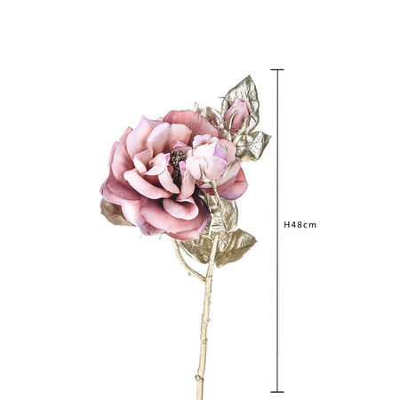 Rosa Inglese Mauve con glitter in materiale sintetico decorazione floreale da 48 cm