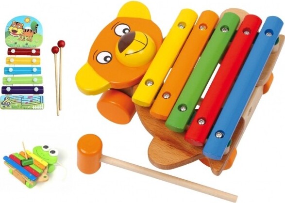 Xilofono-5-Piastre-In-Legno-Sonoro-Musica-Bambino-Bimbi-Musica-Giocattoli