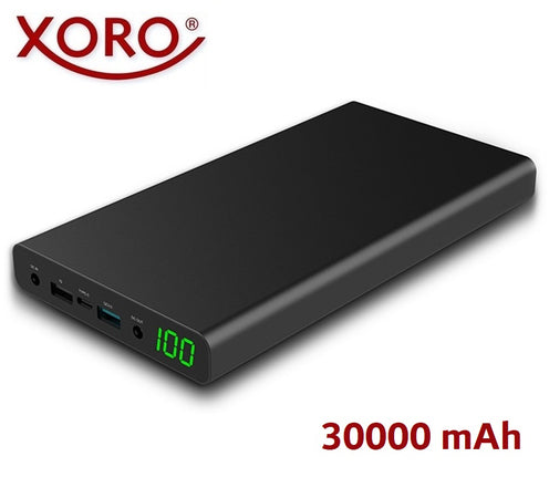 XORO MPB 3000 Power Bank da 30000 mAh con uscita USB QC3.0 USB Power IQ USB Type C e CC 12 V - 16 V - 19 V