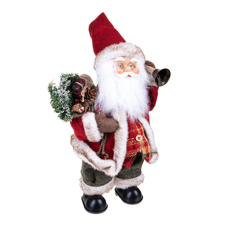 Babbo Natale con campana, movimento con musica, barba folta e bianca da 36 cm