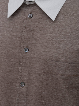 Corneliani Camicia grigio con bottoni e taschino da uomo