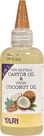 YARI 100% NATURAL 2 IN 1 CASTOR OIL & VIRGIN COCONUT OIL 105ML PER CAPELLI N CORPO