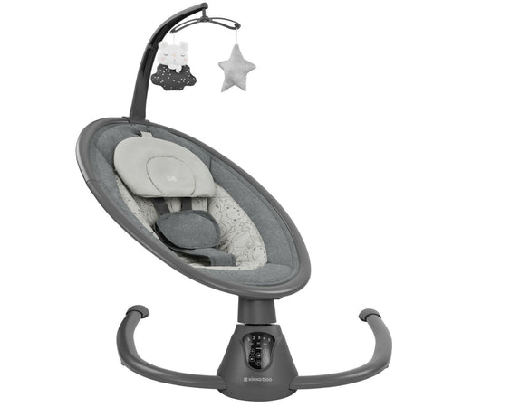 KIKKABOO Sdraietta Dondolo Elettrica Side to Side Swing Twiddle - colore GREY - grigio - Altalena Musicale per Neonati, Sedia a Dondolo con Telecomando, rilassante, calmante
