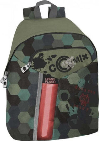 Zaino-Americano-Comix-Flash-Scuola-Media-Colore-Verde-Mimetico-Camo-Mimetica