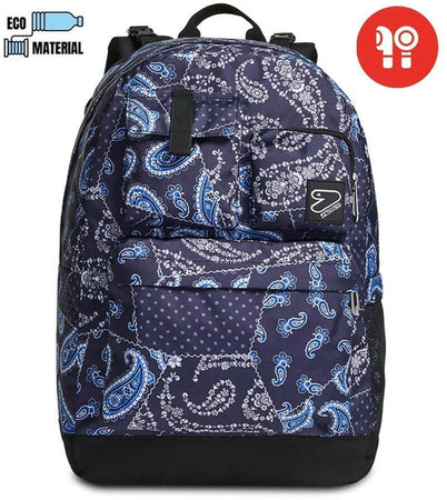 Zaino Scuola Reversible Pockets Seven Blue Cashmere Con Auricolari Zaino per Ragazzi Fantasia