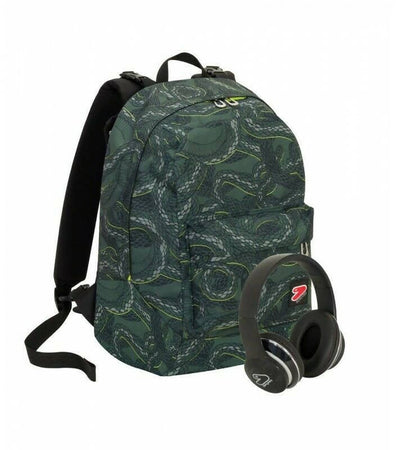 Zaino Scuola Seven Python Reversibile Con Cuffie Wireless 29lt Zaino Scuola Verde 2in1