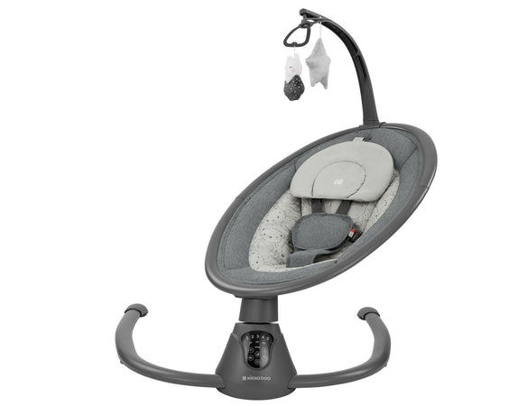 KIKKABOO Sdraietta Dondolo Elettrica Side to Side Swing Twiddle - colore GREY - grigio - Altalena Musicale per Neonati, Sedia a Dondolo con Telecomando, rilassante, calmante