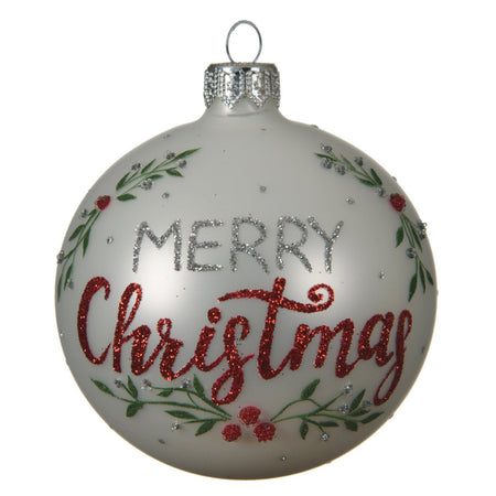 Palline per albero di natale in vetro color Bianco con scritta "Merry Christmas" da 8 cm, confezione da 6 pezzi Casa e cucina/Decorazioni per interni/Addobbi e decorazioni per ricorrenze/Decorazioni natalizie/Addobbi e decorazioni/Palle e palline MagiediNatale.it - Altamura, Commerciovirtuoso.it