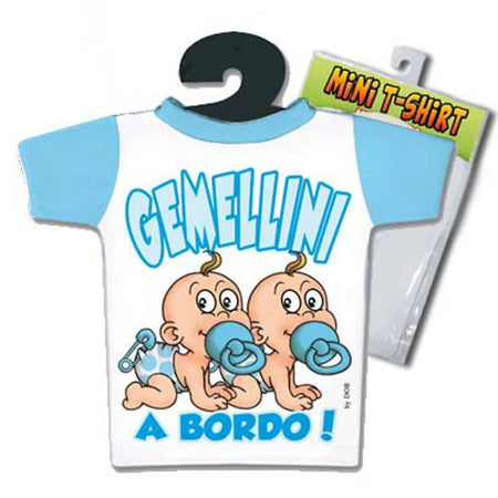 Mini T-Shirt Azzurra Fratelli Bimbi Gemelli "Gemellini a Bordo" t-shirt mini per machina gemelli a bordo Prima infanzia/Seggiolini auto e accessori/Accessori/Adesivi baby per macchina Kondorama - Martinsicuro, Commerciovirtuoso.it