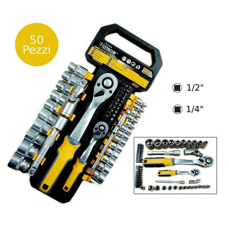 Set Chiavi A Bussola Con Cricchetto Reversibile Prolunghe 50 Pezzi 1/4" 1/2" Casa, arredamento e bricolage > Bricolage e fai da te > Utensili Manuali > Chiavi da Lavoro Trade Shop italia - Napoli, Commerciovirtuoso.it