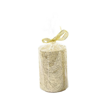 Candela cilindrica dorata decorata "Pillar" decorazione natalizia Casa e cucina/Decorazioni per interni/Candele e portacandele/Candele/Candele a colonna MagiediNatale.it - Altamura, Commerciovirtuoso.it