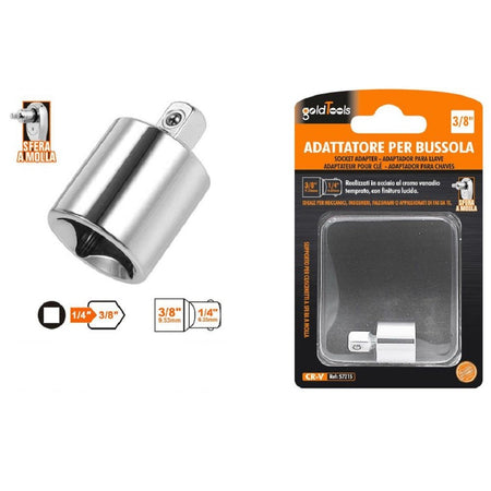 Adattatore Attacco Quadrato 1/4" Per Chiavi A Bussola 3/8" Sfera A Molla 57215 Fai da te/Utensili elettrici e a mano/Utensili a mano/Chiavi e chiavi inglesi/Chiavi a bussola Trade Shop italia - Napoli, Commerciovirtuoso.it