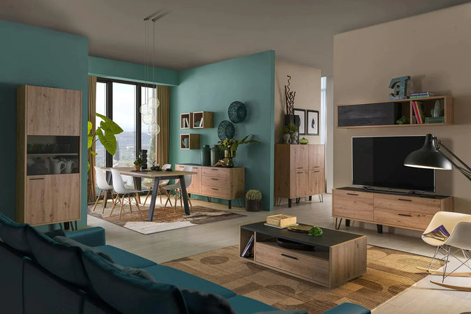 Madia porta TV con 2 ante e 2 cassetti "Vitruvia" mobile basso n legno "Made in Italy" 149 cm Casa e cucina/Arredamento/Soggiorno/Pareti attrezzate Decor Space - Altamura, Commerciovirtuoso.it