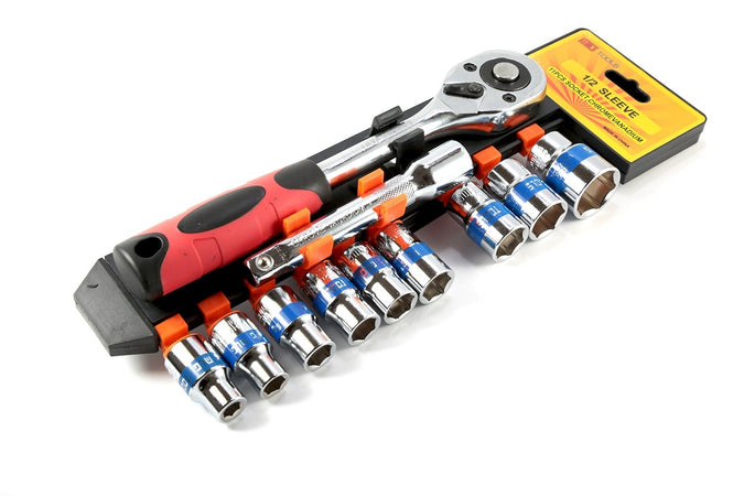 SERIE CHIAVE A CRICCHETTO REVERSIBILE 1/2" KIT DA 11PZ CON BUSSOLE ESAGONALI Fai da te/Utensili elettrici e a mano/Utensili a mano/Bussole e set di bussole/Corredi di bussole/Standard Trade Shop italia - Napoli, Commerciovirtuoso.it