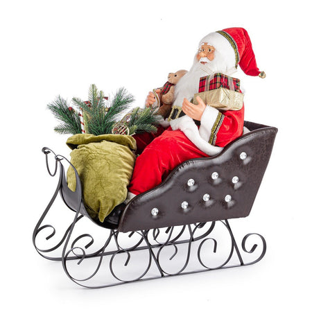 Slitta Babbo "Fabian" in metallo colore rosso con slitta e sacco per decorazioni natalizie Casa e cucina/Decorazioni per interni/Addobbi e decorazioni per ricorrenze/Decorazioni natalizie/Oggettistica MagiediNatale.it - Altamura, Commerciovirtuoso.it