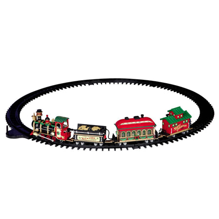 Trenino natalizio "Yuletide Express" in plastica con binari e vagoni per villaggio di Natale Casa e cucina/Decorazioni per interni/Addobbi e decorazioni per ricorrenze/Decorazioni natalizie/Oggettistica MagiediNatale.it - Altamura, Commerciovirtuoso.it