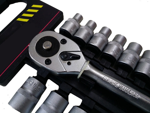 SERIE CHIAVE A CRICCHETTO REVERSIBILE 1/2" KIT DA 19PZ CON BUSSOLE ESAGONALI Fai da te/Utensili elettrici e a mano/Utensili a mano/Bussole e set di bussole/Corredi di bussole/Standard Trade Shop italia - Napoli, Commerciovirtuoso.it
