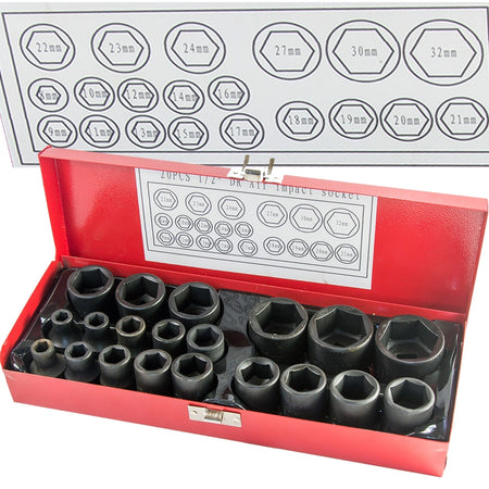 BUSSOLE BOCCOLE PER PISTOLA AVVITATORE PNEUMATICO SET KIT 20 PZ DA 1/2" 8-32MM  Trade Shop italia - Napoli, Commerciovirtuoso.it