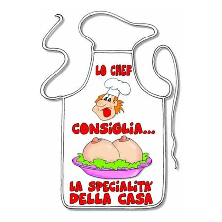 Grembiule In Tessuto "Lo Chef Consiglia La Specialità Della Casa: Le Tettine" idea scherzo divertente regalo addio al Nubilato Salute e cura della persona/Erotismo e contraccezione/Sex toys/Gadget per addio al nubilato e al celibato Kondorama - Martinsicuro, Commerciovirtuoso.it