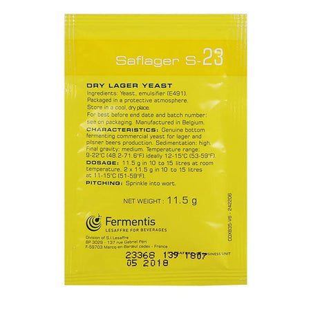 Lievito secco per birra artigianale a Bassa fermentazione "Dry Lager Yeast S23" da 11,5 g Alimentari e cura della casa/Preparati da cucina e da forno/Agenti lievitanti e lieviti/Lieviti secchi attivi La Zappa - Altamura, Commerciovirtuoso.it