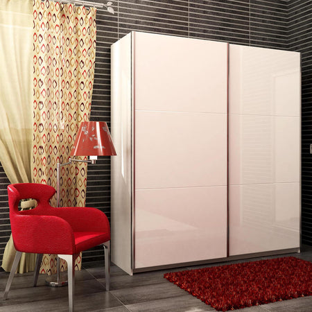 Armadio in legno con 2 ante scorrevoli bianco laccato h 220 cm "Made in Italy" Casa e cucina/Arredamento/Camera da letto/Armadi Decor Space - Altamura, Commerciovirtuoso.it