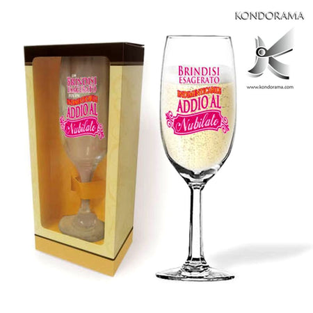 Flute Bicchiere In Vetro Con Stampa "brindisi Esagerato Indimenticabile Addio Al Nubilato" Salute e cura della persona/Erotismo e contraccezione/Sex toys/Gadget per addio al nubilato e al celibato Kondorama - Martinsicuro, Commerciovirtuoso.it