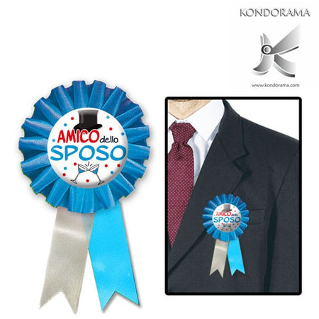 Coccarda Azzurra "Amico Dello Sposo" Per Party Addio Al Celibato Salute e cura della persona/Erotismo e contraccezione/Sex toys/Gadget per addio al nubilato e al celibato Kondorama - Martinsicuro, Commerciovirtuoso.it