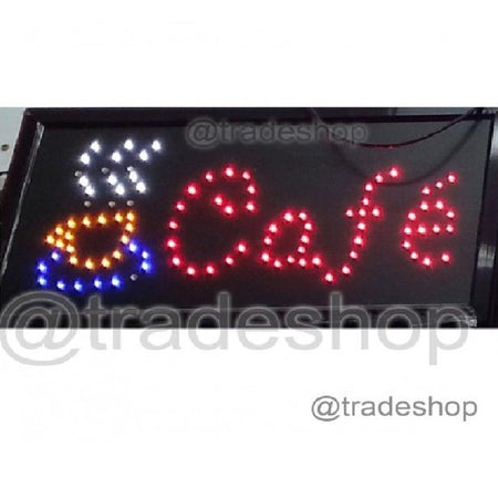 INSEGNA LED LUMINOSA DINAMICA CON SCRITTA "CAFE' " E TAZZA FUMANTE Trade Shop italia - Napoli, Commerciovirtuoso.it