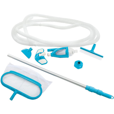 Kit "Deluxe" per la pulizia di piscine fuori terra universale con retino ed asta telescopica Giardino e giardinaggio/Piscine vasche idromassaggio e accessori/Prodotti per la pulizia e raccordi/Aspiratori a mano La Zappa - Altamura, Commerciovirtuoso.it