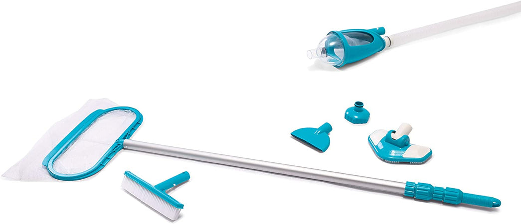 Kit "Deluxe" per la pulizia di piscine fuori terra universale con retino ed asta telescopica Giardino e giardinaggio/Piscine vasche idromassaggio e accessori/Prodotti per la pulizia e raccordi/Aspiratori a mano La Zappa - Altamura, Commerciovirtuoso.it