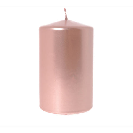 Candela cilindrica decorata "Pillar Metallica" rosa decorazione natalizia Casa e cucina/Decorazioni per interni/Candele e portacandele/Candele/Candele a colonna MagiediNatale.it - Altamura, Commerciovirtuoso.it