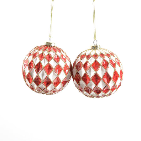 Pallina per albero di Natale "Rombus" in vetro color Rosso e Bianco da 10 cm Casa e cucina/Decorazioni per interni/Addobbi e decorazioni per ricorrenze/Decorazioni natalizie/Addobbi e decorazioni/Palle e palline MagiediNatale.it - Altamura, Commerciovirtuoso.it