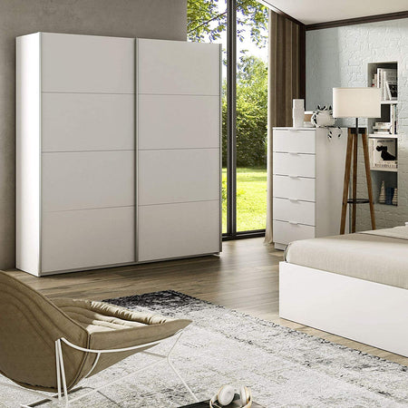 Armadio in legno con 2 ante scorrevoli bianco laccato h 220 cm "Made in Italy" Casa e cucina/Arredamento/Camera da letto/Armadi Decor Space - Altamura, Commerciovirtuoso.it