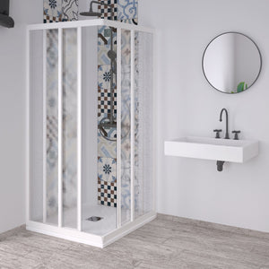 Box doccia angolare "Acril" in Acrilico con profili in PVC apertura centrale riducibile "Made in Italy" Fai da te/Attrezzature per cucine e bagni/Attrezzature per bagni/Docce e componenti doccia/Box doccia Decor Space - Altamura, Commerciovirtuoso.it