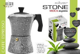 Caffettiera Moka Classica Express Silver Stone Cuore di Pietra 6 Tazze Moka in Alluminio per cucina, ufficio, casa Caffè Italiano Moka Caffè Macchina per Caffè Caffettiera L'Orchidea - Siderno, Commerciovirtuoso.it