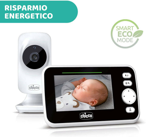 Chicco Baby Monitor Video Deluxe, Videocamera Per Neonati E Bambini Con Schermo A Colori Lcd 4.3", Portata 220 M, 27 x 24 x 10 cm; 550 grammi