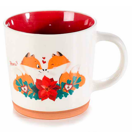 Tazza Natalizia In Porcellana "winter Love" Con Interno Rosso Casa e cucina/Stoviglie/Piatti ciotole e vassoi/Tazze e piattini/Tazze da cappuccino Sogno Shop - Assisi, Commerciovirtuoso.it