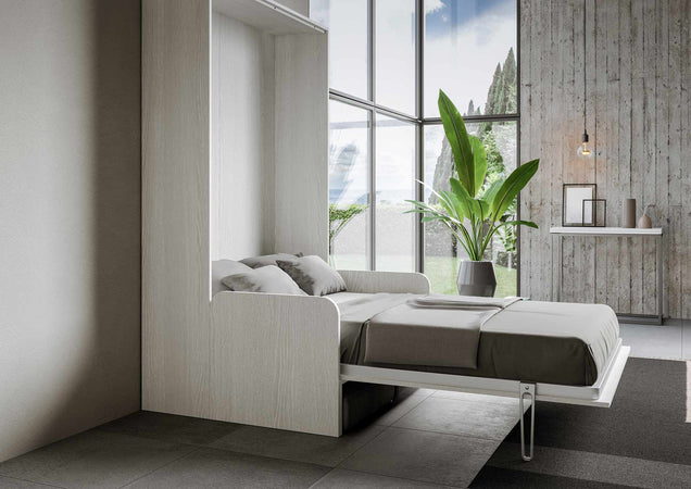 Letto "Napoli" matrimoniale a scomparsa con divano, in legno, con apertura verticale, per camera da letto Casa e cucina/Arredamento/Camera da letto/Materassi e basi letto/Materassi Decor Space - Altamura, Commerciovirtuoso.it
