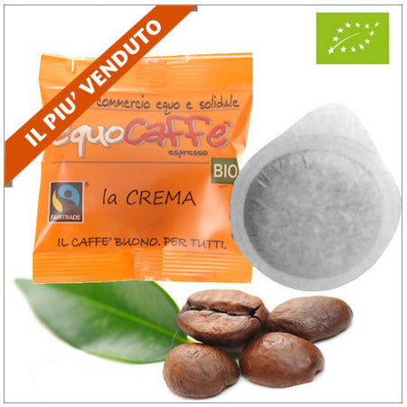 Cialde caffè equo Equocaffè Solidale Crema Biologico compatibile macchinetta cialda ESE 44 mm Caffè in cialde ESE 44mm Madreterra Caffè - Palermo, Commerciovirtuoso.it
