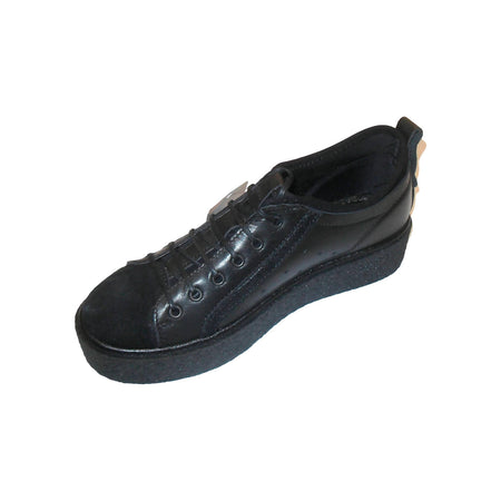 Sneakers Donna Nere - Scarpe sportive per signora in pelle nera con lacci e suola di gomma - Made in Italy sneakers donna L'Orchidea - Siderno, Commerciovirtuoso.it