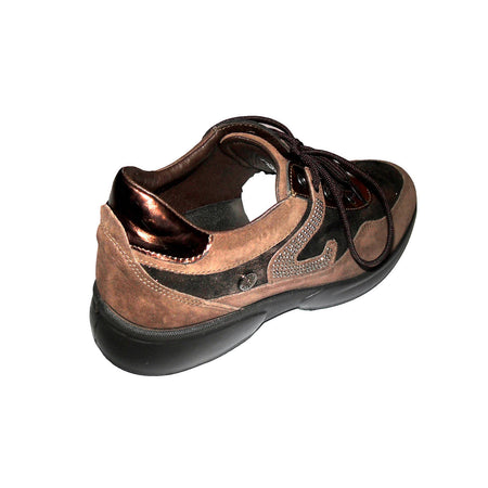 Sneakers Donna in pelle marrone scamosciata - Scarpe da ginnastica signora di camoscio - scarpe sportive con lacci e suola in gomma Sneakers donna L'Orchidea - Siderno, Commerciovirtuoso.it