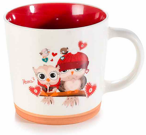 Tazza Natalizia In Porcellana "winter Love" Con Interno Rosso Casa e cucina/Stoviglie/Piatti ciotole e vassoi/Tazze e piattini/Tazze da cappuccino Sogno Shop - Assisi, Commerciovirtuoso.it