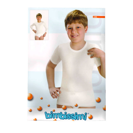 Maglietta Intima Bambino Bianca lana anti allergica Magliette intime bianche per bambini Canottiera bambino con mezze maniche Bimbissimi art. tm18r Maglia intima bambino L'Orchidea - Siderno, Commerciovirtuoso.it