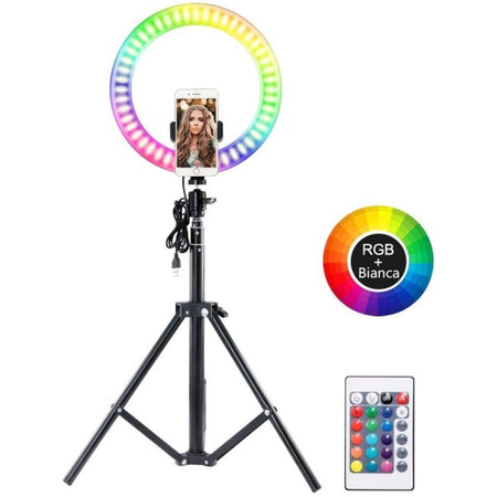 Anello Luce Led Rgb Fotografia Makeup Video Circolare 10" 26cm Dimmerabile