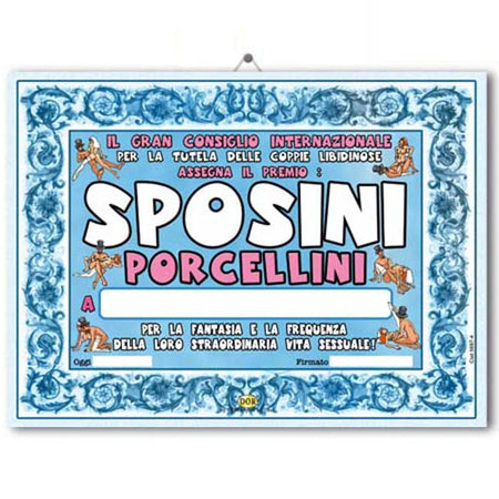 Diploma 22 x 30 cm "sposini Porcellini" Con Gancetto e Busta Regalo divertente addio nubilato celibato Salute e cura della persona/Erotismo e contraccezione/Sex toys/Gadget per addio al nubilato e al celibato Kondorama - Martinsicuro, Commerciovirtuoso.it
