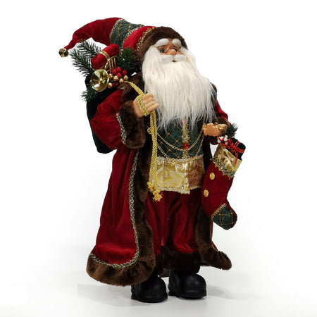 Pupazzo natalizio "Babbo Natale con sacco e calza" decorazione per interno h 80 cm Casa e cucina/Decorazioni per interni/Addobbi e decorazioni per ricorrenze/Decorazioni natalizie/Schiaccianoci MagiediNatale.it - Altamura, Commerciovirtuoso.it